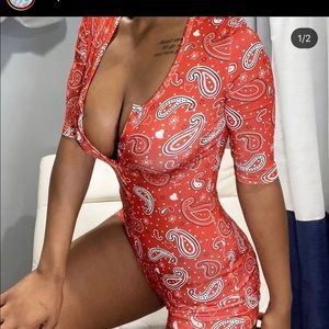 Red bandanna pajama onesie